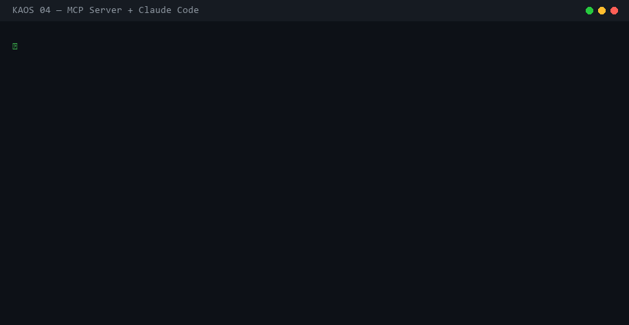 KAOS MCP server exposing 58 tools to Claude Code