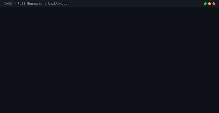 KAOS payment platform engagement — real CLI recording
